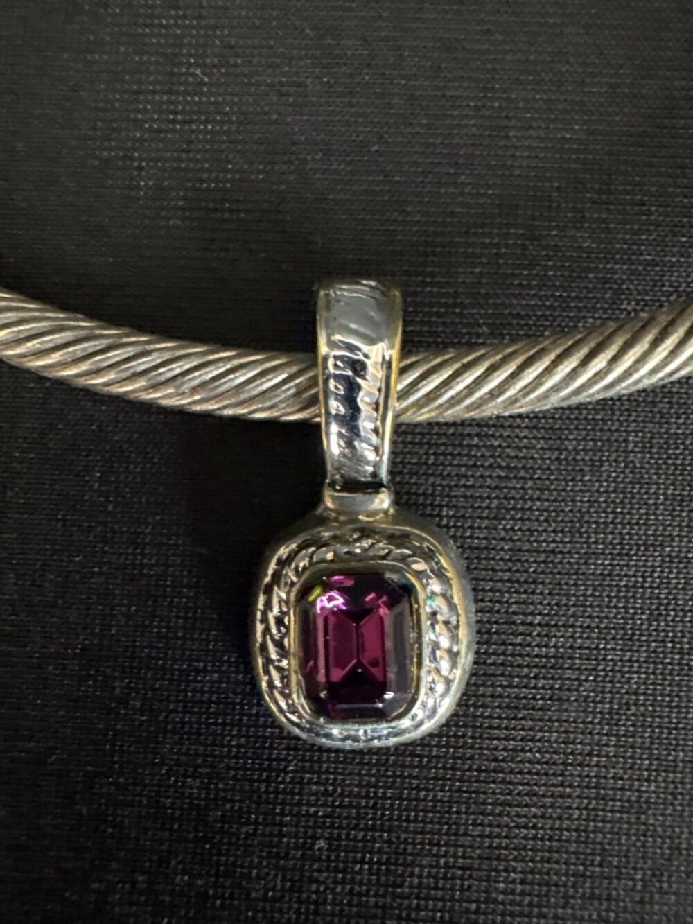 Two-Tone Amethyst Purple Necklace & Earring Gemstone Pendants Jewelry Set - Picture 3 of 10